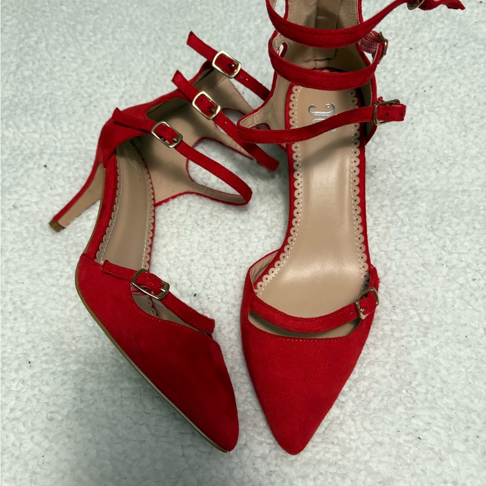Journee Collection Red Strappy Heels